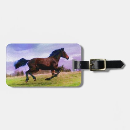 Running Brown Horse Pony Foal Western Equestrian Bag Tag