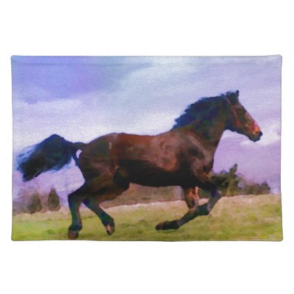 Running Brown Horse Pony Foal Western Equestrian Cloth Placemat