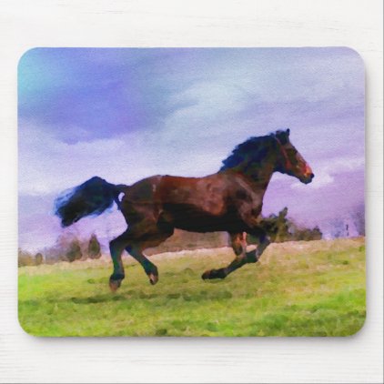 Running Brown Horse Pony Foal Western Equestrian Mouse Pad