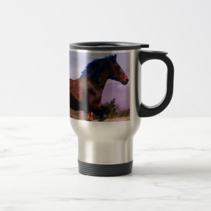 Running Brown Horse Pony Foal Western Equestrian Travel Mug