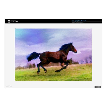 Running Brown Horse Pony Foal Western Watercolor Decal For Laptop