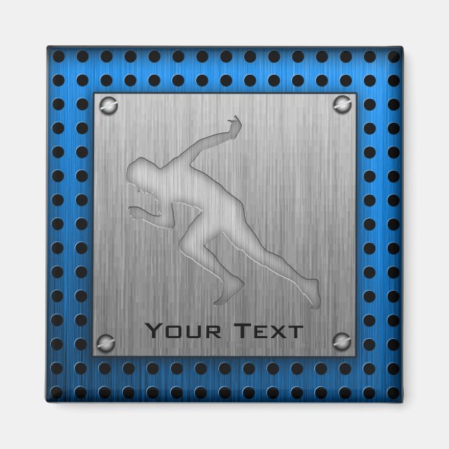 Running; Brushed Metal-look Magnet (Front)