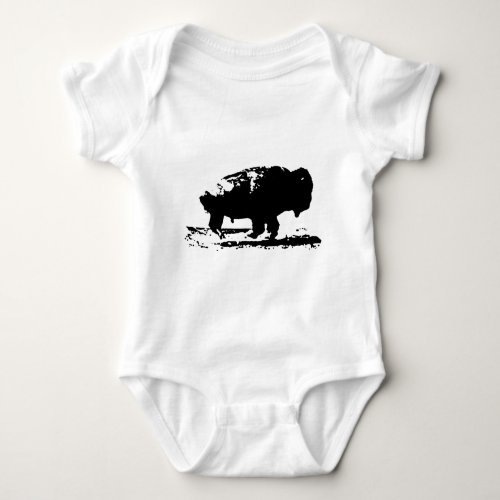 Running Buffalo Bison Pop Art Baby Bodysuit