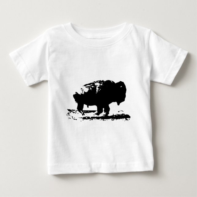 Running Buffalo Bison Pop Art Baby T-Shirt (Front)