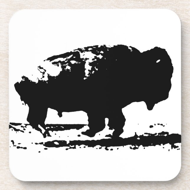 Running Buffalo Bison Pop Art Beverage Coaster (Front)