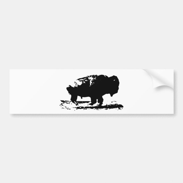 Running Buffalo Bison Pop Art Bumper Sticker (Front)