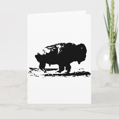 Running Buffalo Bison Pop Art Card