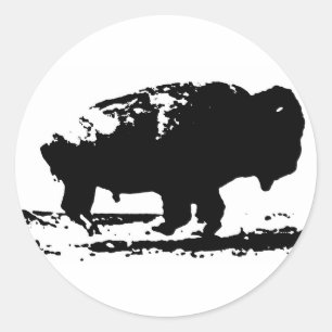 Running Buffalo Bison Pop Art Classic Round Sticker
