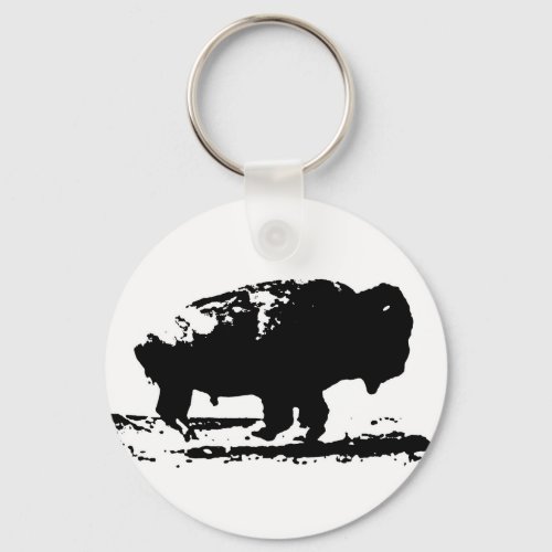 Running Buffalo Bison Pop Art Keychain
