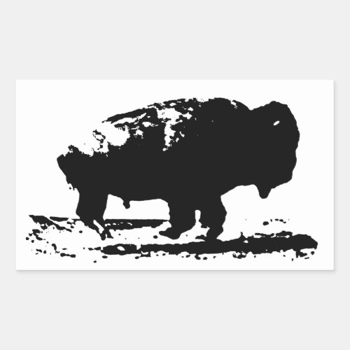 Running Buffalo Bison Pop Art Rectangular Sticker