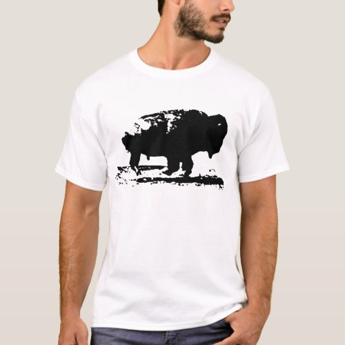 Running Buffalo Bison Pop Art T_Shirt