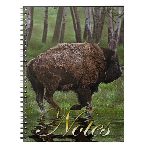 Running Buffalo  Forest Bison_lovers Design Notebook
