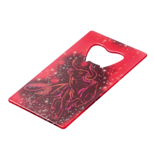 Running Bull Red Starry Night Bottle Opener (Front Angled)