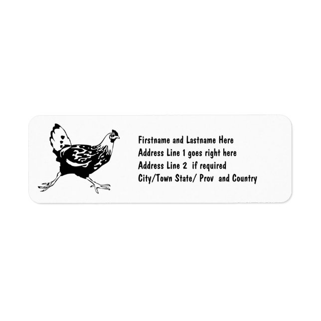 Running Cartoon Chicken Drawing Label (Front)