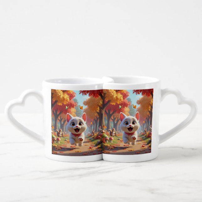 Running Cat adventures Mugs set (Front Nesting)