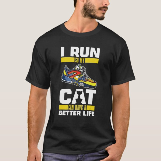 Running Cat Run Jogging   Jogger Runner T-Shirt (Front)