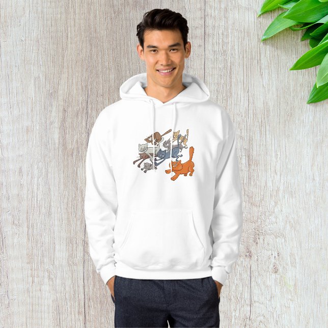 Running Cats Pattern Whimsical Kittens Hoodie (Creator Uploaded)