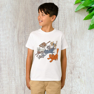 Running Cats Pattern Whimsical Kittens T-Shirt