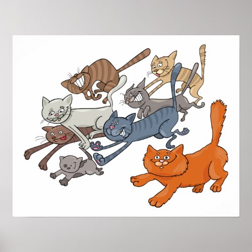 Running Cats Poster