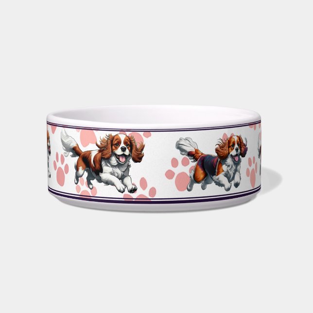 Running Cavalier King Charles Spaniel  Bowl (Front)