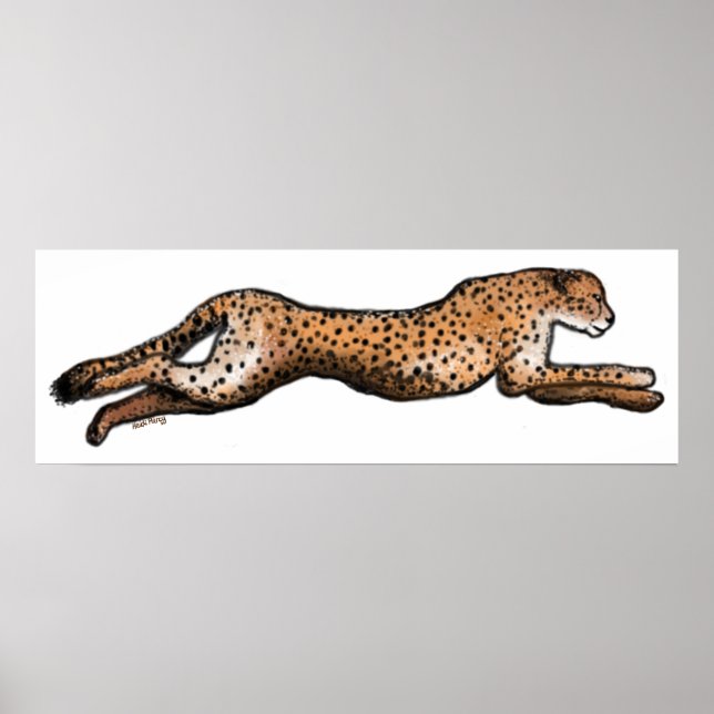 Running Cheetah Art Poster (Front)