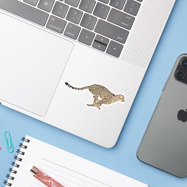 Running Cheetah  Sticker (Laptop w/ iPhone)