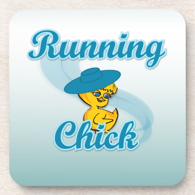 Running Chick #3 Beverage Coaster (Front)