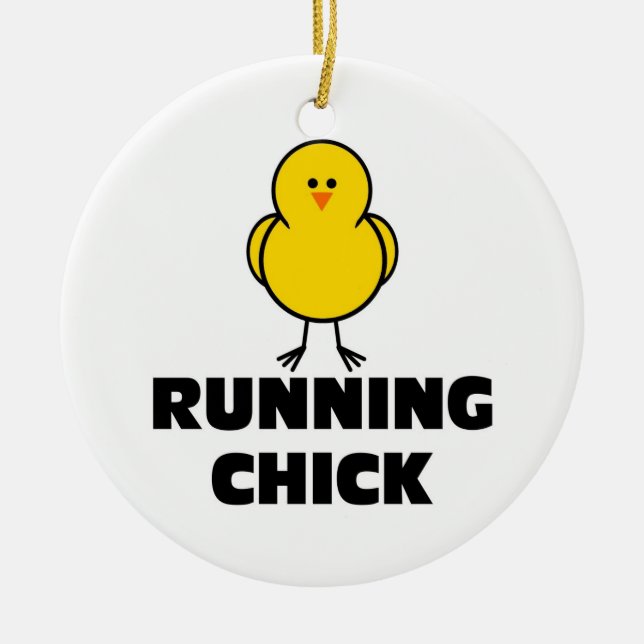 Running Chick Ceramic Ornament (Front)