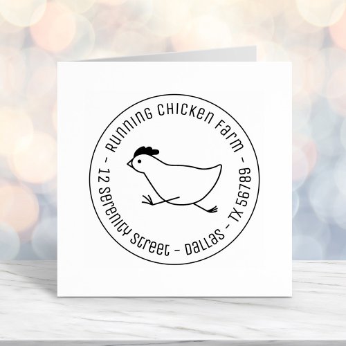 Running Chicken Business Address Egg Carton Self_inking Stamp