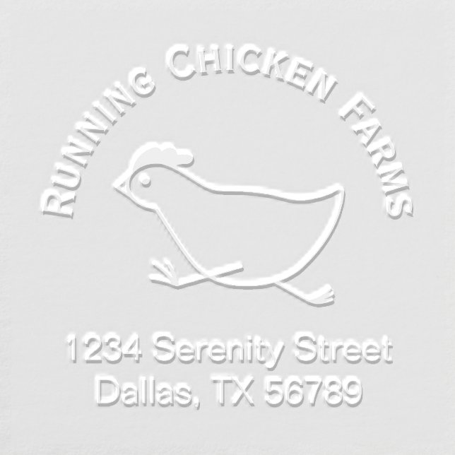 Running Chicken Business Logo Address Egg Carton Embosser (Design)