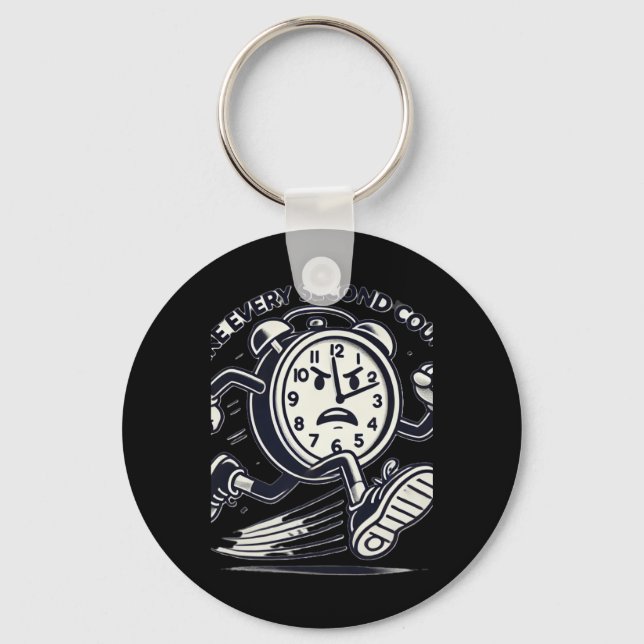 Running Clock Make Every Second Count Sticker  Keychain (Front)