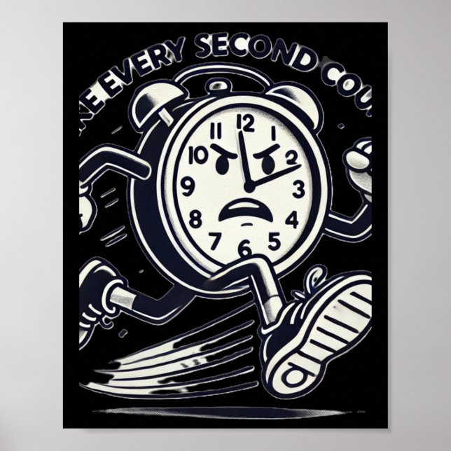 Running Clock Make Every Second Count Sticker  Poster (Front)