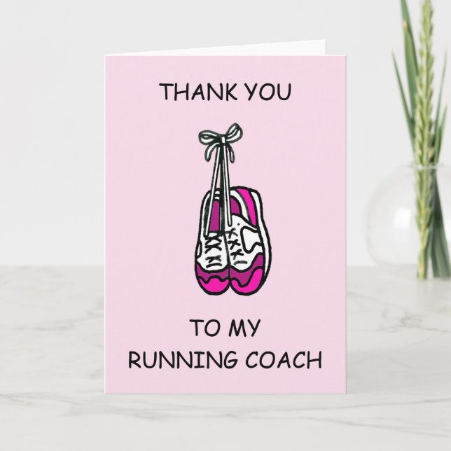 Running Coach Thanks for Female Thank You Card (Front)