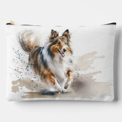 Running Collie Dog Accessory Pouch
