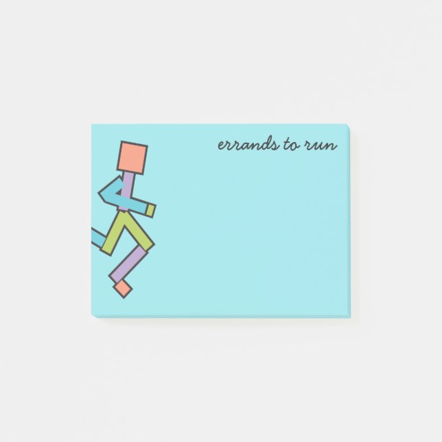 Running Colorful Funny Runner Text Template Post-it Notes (Front)