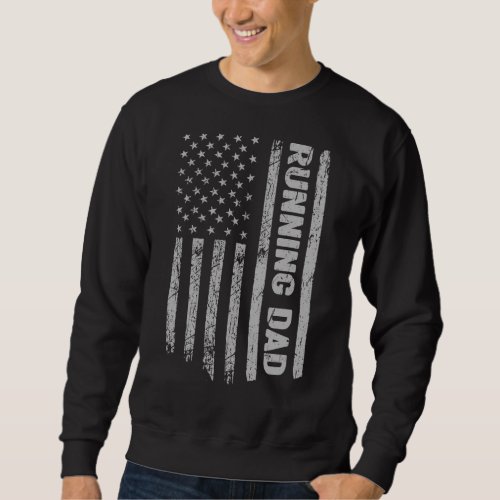 Running Dad America Us Flag Patriot  Vintage Sweatshirt