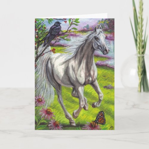 RUNNING DAPPLE HORSE Note Card