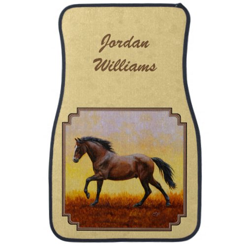 Running Dark Bay Horse Yellow Car Mat