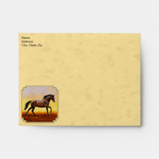 Running Dark Bay Horse Yellow Envelope
