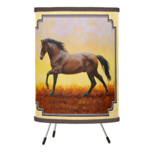 Running Dark Bay Horse Yellow Tripod Lamp