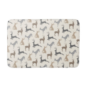 Running Deer and Buck Pattern Bathroom Mat