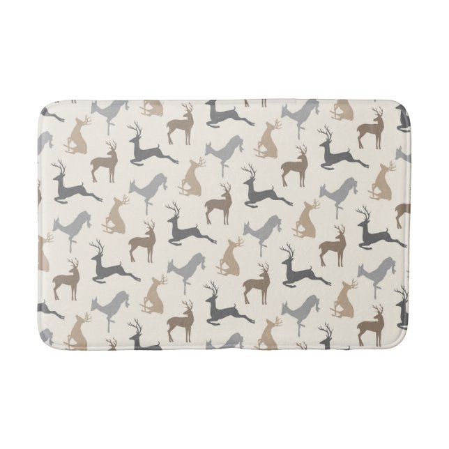 Running Deer and Buck Pattern Bathroom Mat (Front)