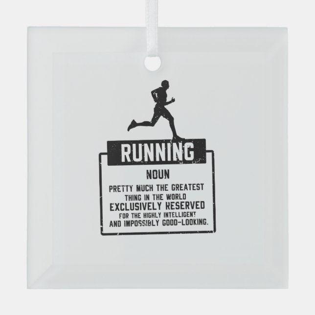 Running Definition Glass Ornament (Front)
