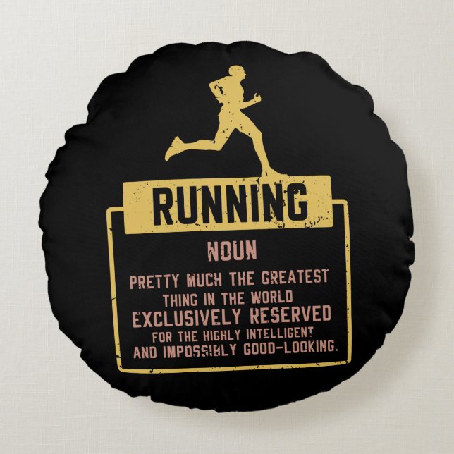 Running Definition  Round Pillow (Front)