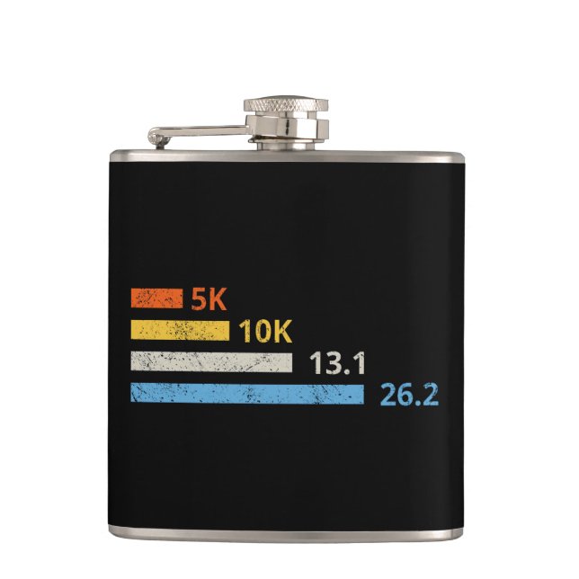 Running Distances I - 5K 10K 13.1 26.2 Marathoner Flask (Front)