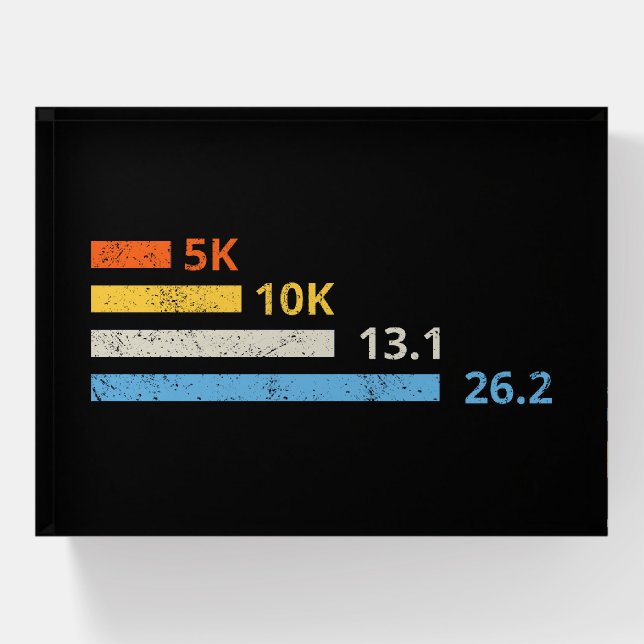 Running Distances I - 5K 10K 13.1 26.2 Marathoner Paperweight (Front)