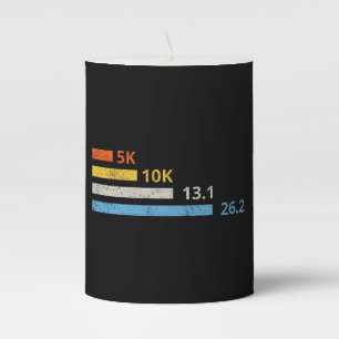 Running Distances I - 5K 10K 13.1 26.2 Marathoner Pillar Candle