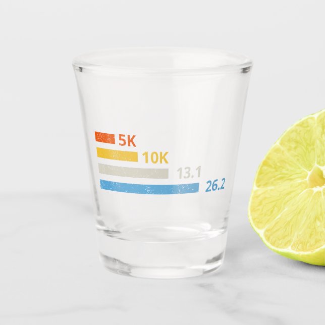Running Distances I - 5K 10K 13.1 26.2 Marathoner Shot Glass (Front)