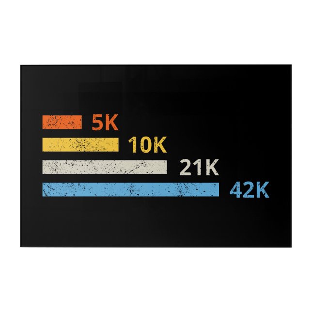 Running Distances II - 5K 10K 21K 42K Marathoner Acrylic Print (Front)