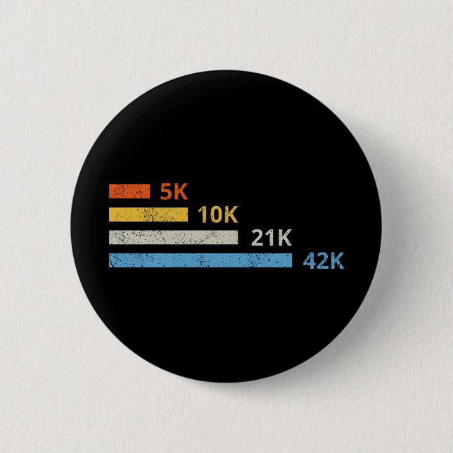 Running Distances II - 5K 10K 21K 42K Marathoner Button (Front)